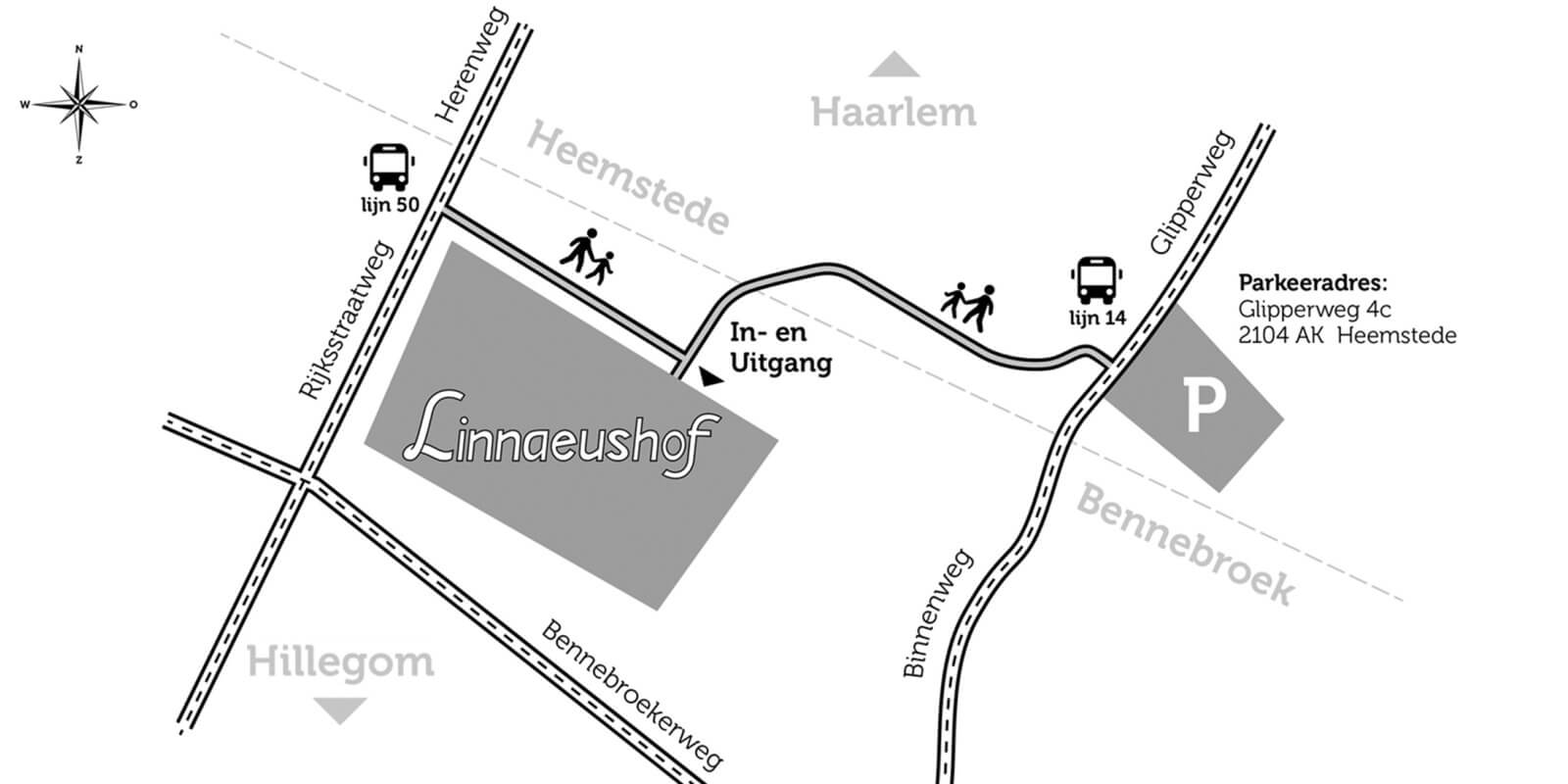 Plattegrond route linnaeushof